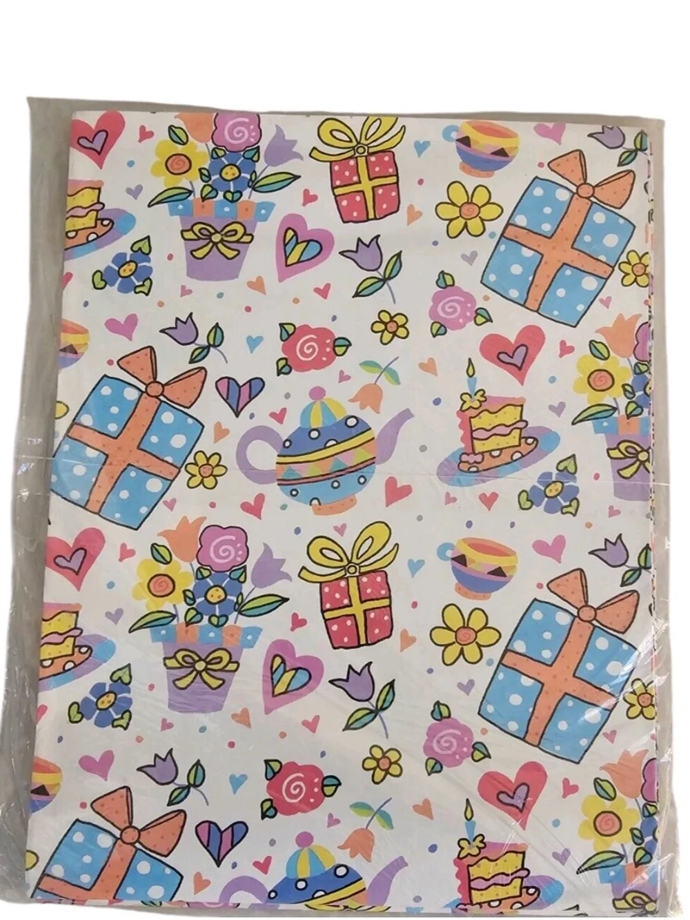 American Greetings Wrapping Paper Gift Wrap Birthday Cake Pink Floral Lot Of 2